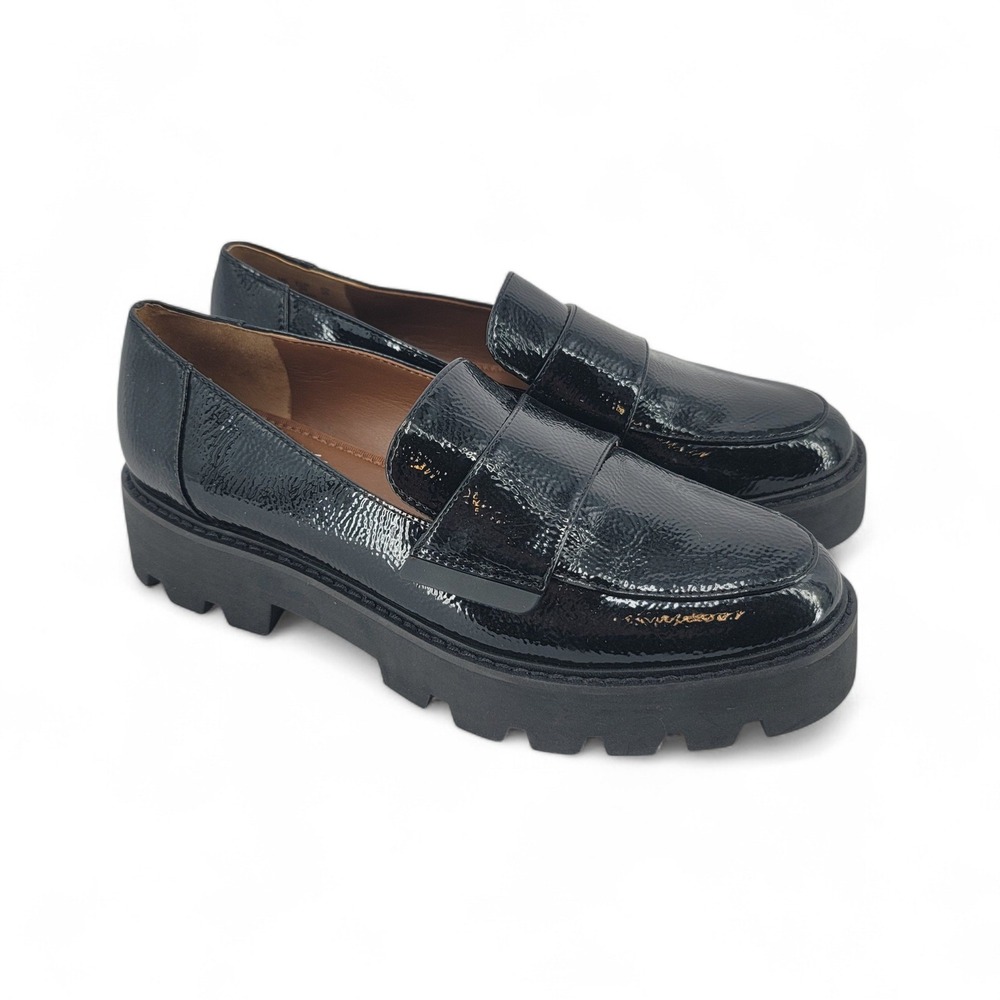 Black Patent Platform Loafers - Women
